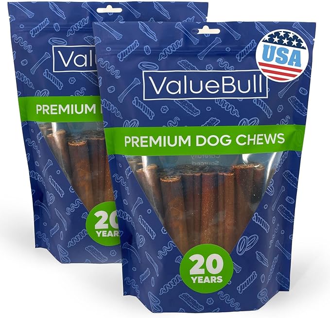 ValueBull USA Collagen Sticks for Dogs, 6 Inch Thick Chews, Natural Long-Lasting Dog Treats, 50 Count - Promotes Joint, Skin &amp; Coat Health with Glucosamine and Chondroitin