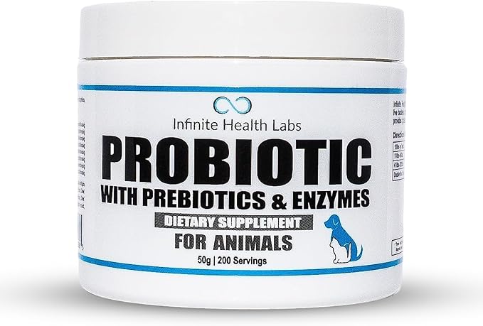 Probiotics for Dogs and Cats - Vet Formulated Made in USA Pet Prebiotic &amp; Enzyme Powder for Digestive, Gut &amp; Immune Health - 200 Servings (50 g)
