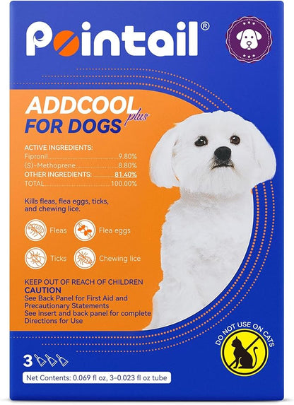 Flea and Tick Prevention for Dogs, Addcool Dog Flea and Tick Treatment, Flea &amp; Tick Control Topical Drops, 3 Doses, Vet-Recommended(5-22 lbs)