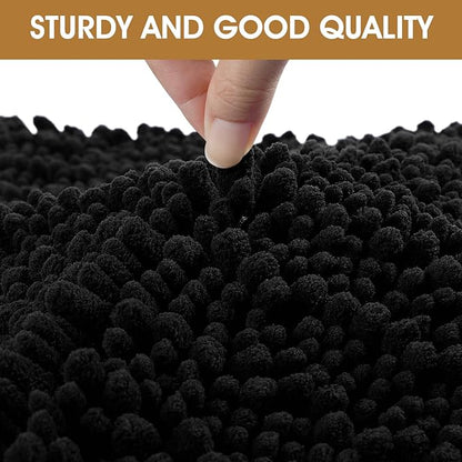 IM HOME Extra Large 60" x 36" Black Dog Door Mats for Muddy Paws, Chenille Absorbent Dog Mat, Non Slip Heavy Mud Mat for Dogs, Soft Pet Bed Mat for Entryway, Mud Paws, Inside Floor