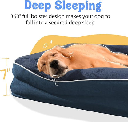 Removable Orthopedic Large Dog Bed -XL Large Dog Beds with Washable Cover and Removable Bolsters Non-Slip Bottom &amp; Waterproof Pet Bed Sofa for Big Size Dogs