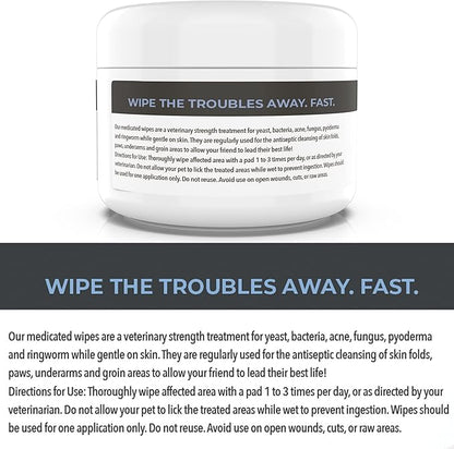 Smiling Paws Pets - Antibacterial &amp; Antifungal Wipes for Dogs &amp; Cats (with Chlorhexidine &amp; Ketoconazole)