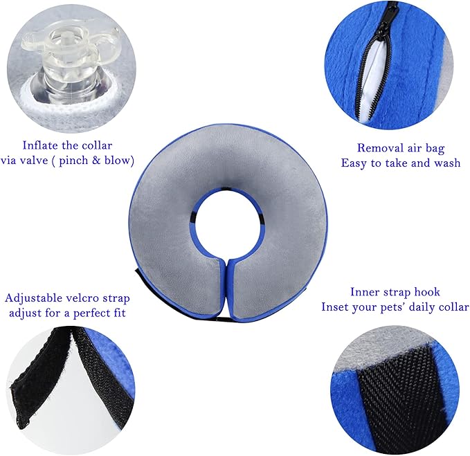 Katoggy Protective Inflatable Recovery Collar, Soft Blow-up Dog Cone Collar, Pet Donut Cone Collar, Comfy Elizabethan Collar After Surgery for Large Dog to Prevent from Biting &amp; Scratching