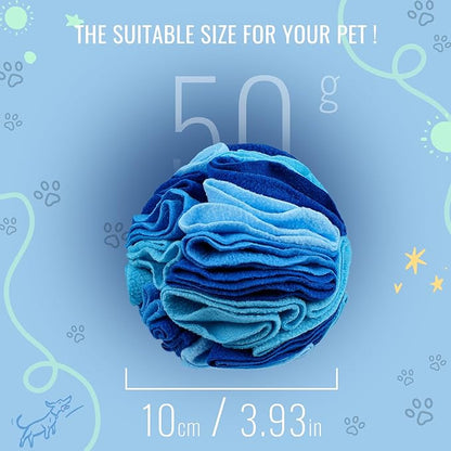 Pet Snuffle Ball, Puzzle Sniffing Interactive Dog Ball for Blind Dogs Training Stress Relief Dog Enrichment Toys Treat Machine Washable (Ocean Blue, 10cm)