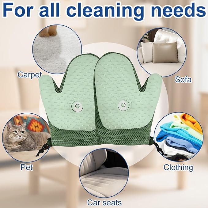 Pet Hair Remover Glove, All-in-One Grooming Mist Glove for Pets, Upgrade Efficient Pet Hair Remover Electrostatic Gloves Grooming Spray Comb, Gentle Deshedding Efficient for Dogs &amp; Cats (Green)
