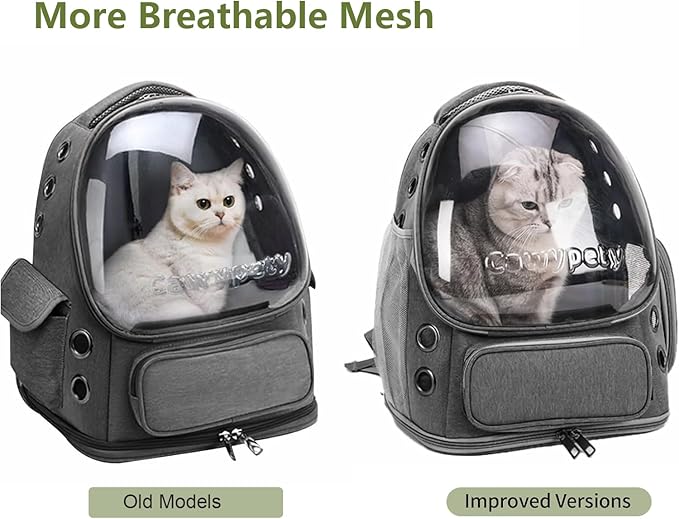 Cat Backpack Carrier, Breathable Cat Carrier Large Space Bubble Pet Backpack for Kitty Small Dog up to 12lbs, Transparent &amp; Foldable Pet Carrier for Travel Hiking