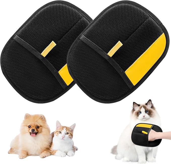 KLIFE 2Pcs Pet Hair Remover Glove for Cats &amp; Dogs, Electrostatic Pet Hair Removal Gloves, Reusable Double Sided Pet Hair Remover for Couch, Furniture, Carpet, Car Seat