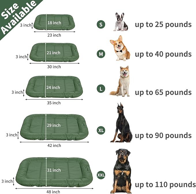 KHONSU PET Durable Dog Bed Tough and Tear Proof Dog Crate Bed, 800lbs Tear Strength PVC-Backed Waterproof Ped Bed Mat Indoor &amp; Outdoor Use for Dogs up to 90 lbs