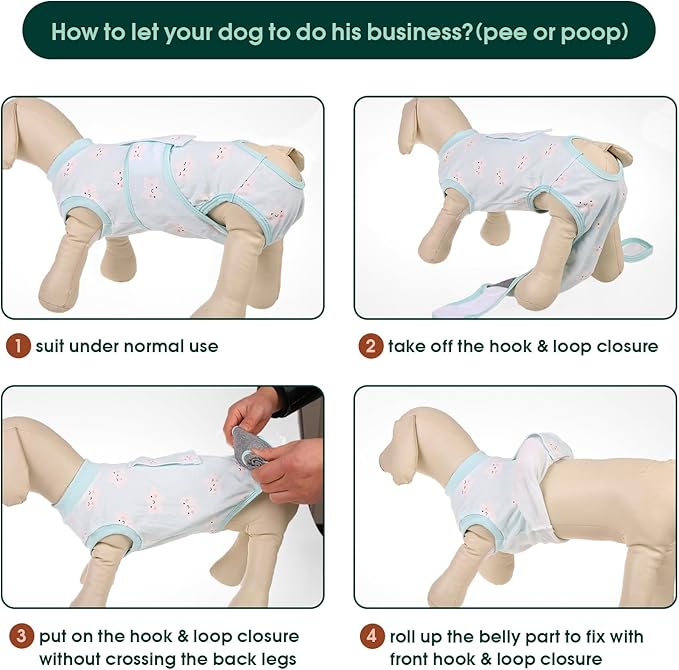 Kuoser Recovery Suit for Dogs Cats After Surgery, Professional Pet Recovery Shirt Dog Abdominal Wounds Bandages, Substitute E-Collar &amp; Cone,Prevent Licking Dog Onesies Pet Surgery Recovery Suit