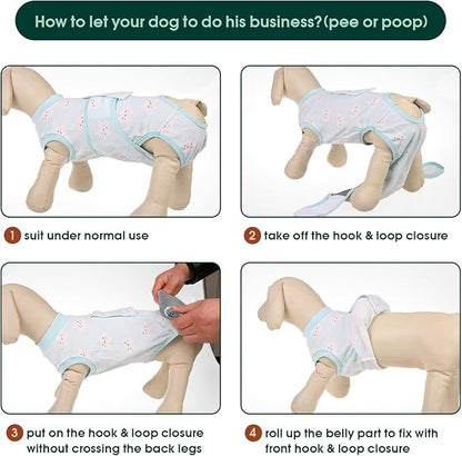 Kuoser Recovery Suit for Dogs Cats After Surgery, Professional Pet Recovery Shirt Dog Abdominal Wounds Bandages, Substitute E-Collar &amp; Cone,Prevent Licking Dog Onesies Pet Surgery Recovery Suit
