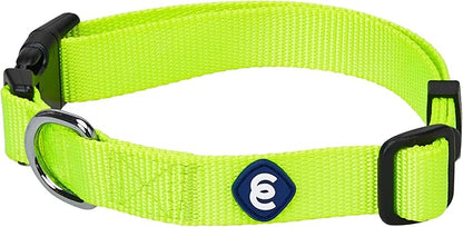 Blueberry Pet Essentials Matching Adjustable &amp; Durable Classic Solid Color Nylon Dog Collars for Medium Dogs | Highlighter Yellow Collar Medium Girl and Boy Dogs for Pet Owner