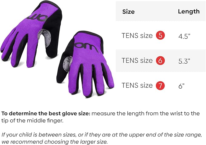 woom TENS Bike Gloves, Child’s &amp; Youth Bicycle Full Finger Protection with Grip for Road Cycling &amp; Mountain Biking (Boys &amp; Girls)