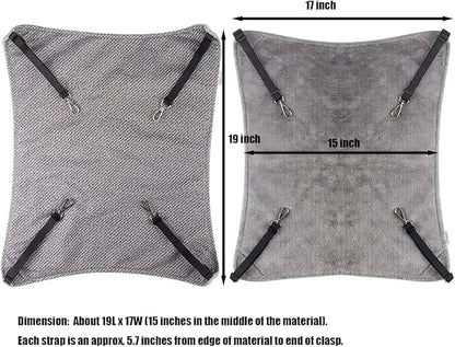 Cat Hammock for Cage, Soft Pet Bed Fit Ferret, Kitten, Puppy, Small Dog, Adjustable-Strap/Load Capacity 30lb (Gray)