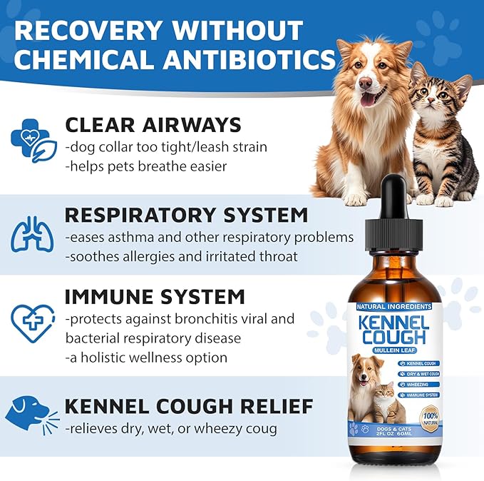 Kennel Cough Herbal Drops for Dogs &amp; Cats,Dog Cough Treatment,Dog Cough Suppressant,Kennel Cough for Dogs,Coughing Treatment Liquid,Cough Treatment for Cats,Natural Cough Supplement for Cat