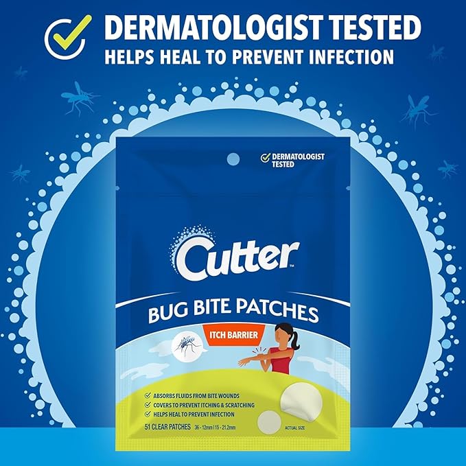 Cutter Bug Bite Patches Itch Relief Hydrocolloid Patches for Kids &amp; Adults, Absorbs Fluids, Helps Heal, Prevents Scratching, Mosquito Itch Relief, Hydrocortisone &amp; Suction Tool Alternative, 153 Count