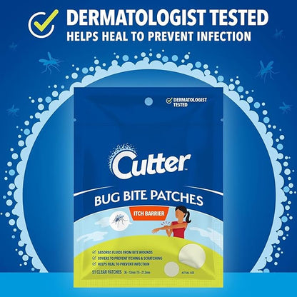 Cutter Bug Bite Patches Itch Relief Hydrocolloid Patches for Kids &amp; Adults, Absorbs Fluids, Helps Heal, Prevents Scratching, Mosquito Itch Relief, Hydrocortisone &amp; Suction Tool Alternative, 153 Count