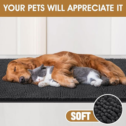 IM HOME Extra Large 60" x 36" Dark Grey Dog Door Mats for Muddy Paws, Chenille Absorbent Dog Mat, Non Slip Heavy Mud Mat for Dogs, Soft Pet Bed Mat for Entryway, Mud Paws, Inside Floor