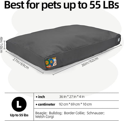 Sytopia 36-Inch Canvas Outdoor Dog Bed, Waterproof &amp; Washable with Removable Cover, Ideal for Medium &amp; Large Dogs, Chew-Proof Great for Indoor, Outdoor, Crate, or Patio Use (Dark Grey)