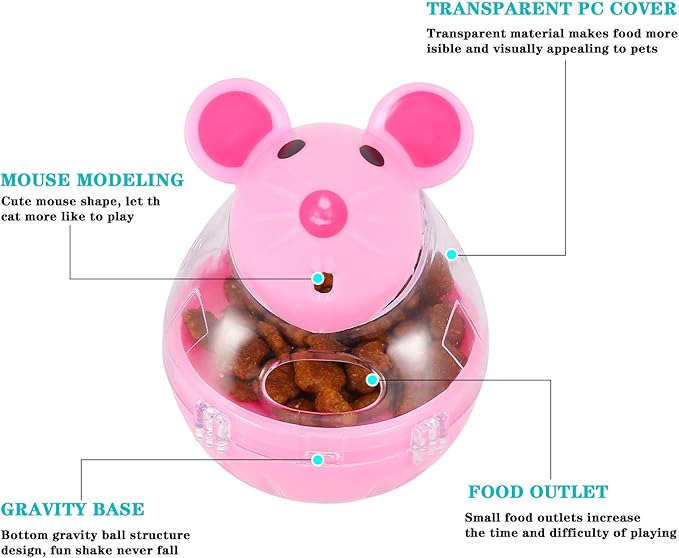 2Pcs Cat Treat Dispenser Toy, Mouse Shape Cat Interactive Toy and Food Dispenser for Pet Increases IQ Interactive &amp; Food Dispensing