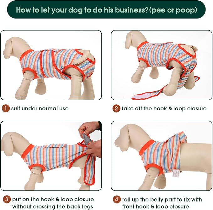 Kuoser Recovery Suit for Dogs Cats After Surgery, Professional Pet Recovery Shirt Dog Abdominal Wounds Bandages, Substitute E-Collar &amp; Cone,Prevent Licking Dog Onesies Pet Surgery Recovery Suit