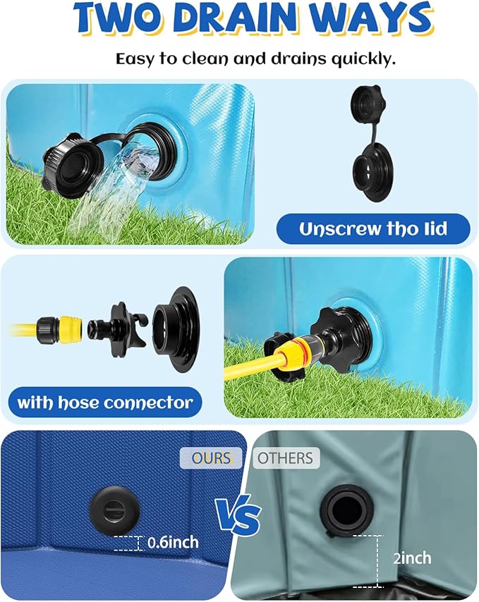 YSJILIDE Foldable Dog Pool, Portable PVC Dog Pet Swimming Pool, Collapsible Plastic Dog Bath for for Large Medium Small Dogs &amp; Kids (S-32"x 8" Blue)