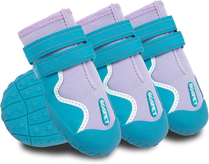 Dog Shoes, Waterproof Dog Boots &amp; Paw Protectors with Anti-Slip Sole, 4pcs/Set Pet Dog Booties, Reflective Dog Shoes for Small Medium Large, Winter Snowy Summer Hot Pavement (Blue, 5