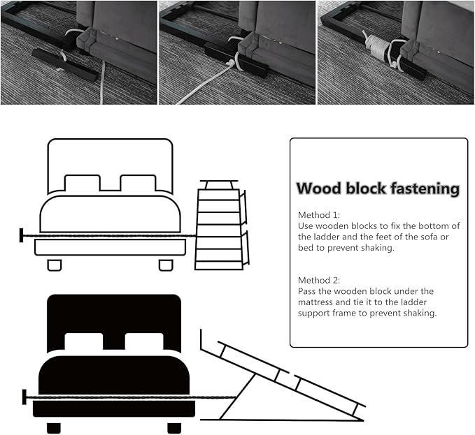 Pet Ramp Folding Portable Wooden Dog &amp; Cat Ramps for Couch or Bed, Including Non Slip Mat &amp; Safety Side Rails, 64.2 Inch Long and Height Adjustable from 13.4 Inch to 38 Inch Up to 110 Lbs