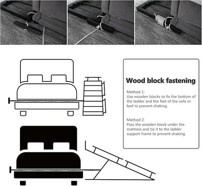 Pet Ramp Folding Portable Wooden Dog &amp; Cat Ramps for Couch or Bed, Including Non Slip Mat &amp; Safety Side Rails, 64.2 Inch Long and Height Adjustable from 13.4 Inch to 38 Inch Up to 110 Lbs
