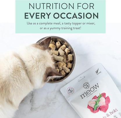 Meow Freeze Dried Cat Food - Lamb &amp; Hoki Recipe, High Protein Cat Treats, Meals &amp; Toppers, Dry Cat Food,1.76 oz