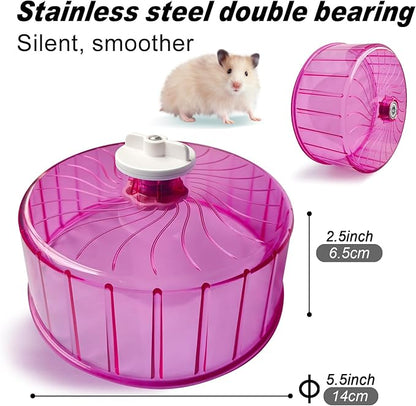 Hamster Wheel,Silent Wheel,Super Silent Hamster Exercise Wheels,Silent Hamster Wheel,Adjustable Stand Hamsters Exercise Wheels,Quiet Rat Wheel (Φ 5.5 inch, Pink)
