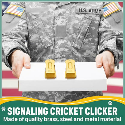 2 Pieces Brass Pet Training Clicker Signaling Cricket Clicker Metal Dog Clicker for Puppy Cats Trainer Pet Owners (Gold)