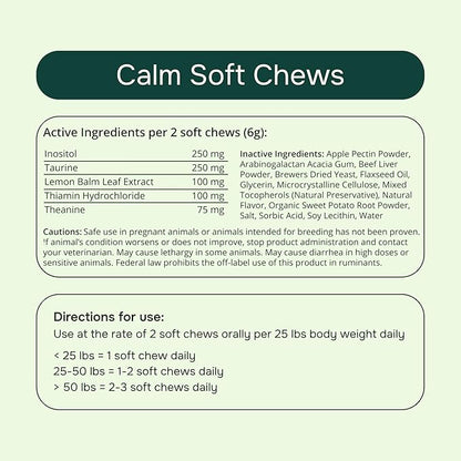 PetMeds Calm Supplement for Dogs - Anxiety &amp; Stress Relief with Vitamins, Theanine &amp; Lemon Balm - Supports Dogs During Travel, Thunder &amp; Separation - Beef &amp; Sweet Potato Flavor - 60 Soft Chews