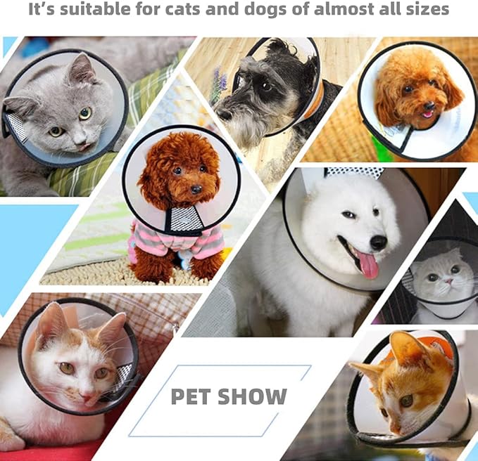 Plastic Pet Recovery Collars &amp; Cones for Dogs and Cats After Surgery Adjustable Dog Neck Cone Surgical Elizabeth E-Collar Prevent Biting and Stop Licking Wound (L)