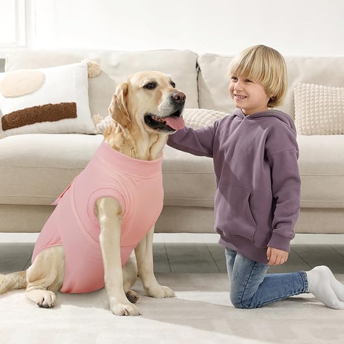 Kuoser Dog Surgery Suit Female Spay, Dog Recovery Suit Male Neuter, Puppy Clothes Onesie for Surgery Anti Licking Abdominal Wounds Pet Surgical Recovery Bodysuit Shirt, Substitute E-Collar &amp; Cone