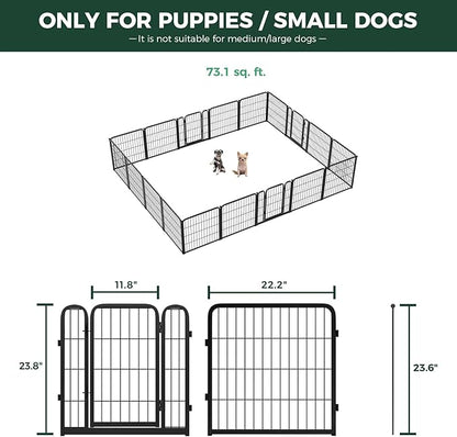 FXW Homeplus Unleashed Indoor Dog Playpen - Stress-Free and Safe Play, Heavy Duty 24 Inch 18 Wire Panels Dog Pen for Puppy and Small Dogs, Black│Patented