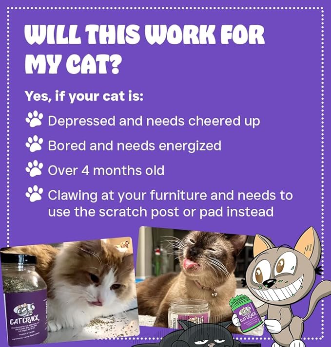 Cat Crack Organic Catnip, 100% Natural Cat Nips Organic Blend That Energizes and Excites Cats, Used for Cat Play, Training, &amp; New Catnip Toys (4 Cups)