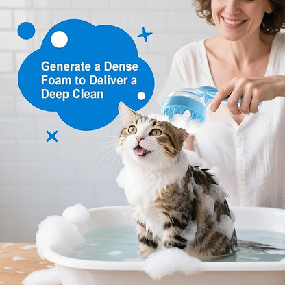 Dog Bath Brush, Silicone Pet Bath Brush with Soap Dispenser,Deep Cleansing &amp; Gentle Massage for Dogs &amp; Cats, Suitable for Long &amp; Short Hair, Easy Grip, Bathing &amp; Grooming(Blue)