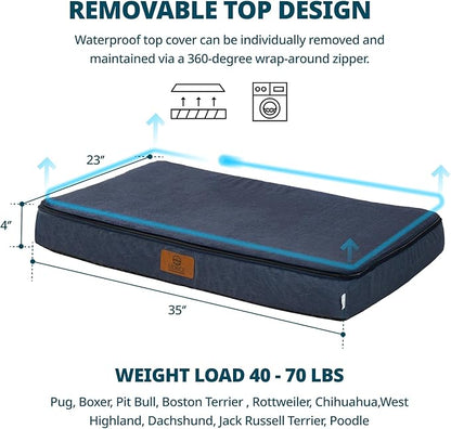 Memory Foam Large Dog Bed - 4” Thick Orthopedic Beds for Large Dogs - Waterproof Dog Bed with Removable Washable Cover &amp; Wrap-Around Zipper - Ultimate Comfort and Easy Maintenance