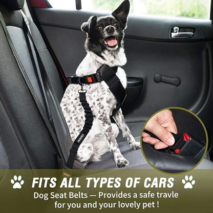 COOYOO Dog Seat Belt,3 Piece Set Retractable Dog Car Adjustable Seatbelts for Vehicle Nylon Pet Safety Heavy Duty &amp; Elastic &amp; Durable Car Harness for Dogs