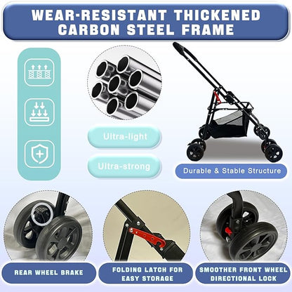4 Wheels Pet Stroller 4 in 1 Pet Stroller with Detachable Carrier for Small &amp; Medium Dogs Cats up to 55 lbs Easy-Folding Travel Dog Wagon with Car Seat Breathable Mesh,White Cartoon