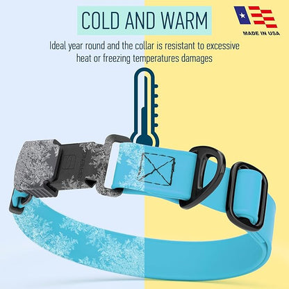 Dogline Biothane Waterproof Dog Collar with Herm Sprenger Stainless Steel Quick Release Buckle – Heavy Duty Tactical Durable Collar for Dogs – Comfortable and Safe Pet Collar, W 1" L 15-25" Sky Blue