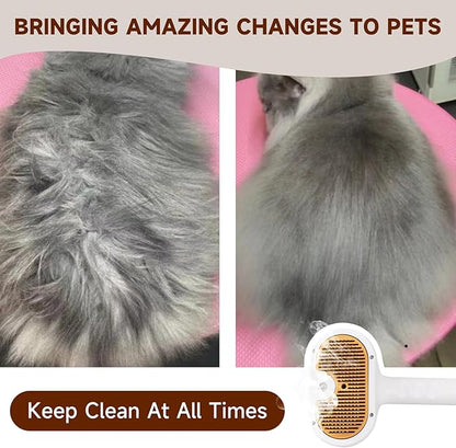 Pet Steam Brush for Dog &amp; Cat – 3-in-1 Spray Hair Removal Comb – Steam for Shedding &amp; Grooming – Water Brush for Long &amp; Short Haired Pets – Spritz Defur Comb