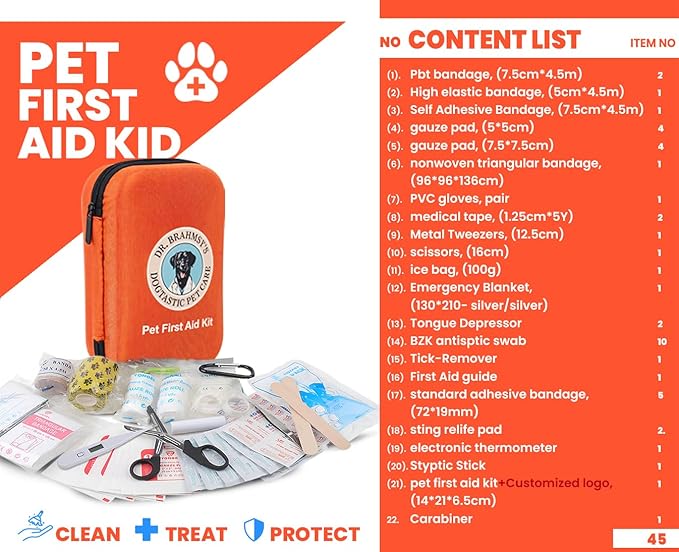Dr Brahmsy’s Pet First Aid Kit – Emergency Kit for Dogs, Perfect for Travel, Camping &amp; Hiking Essentials