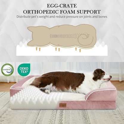Comfort Expression Small Dog Beds Waterproof Orthopedic Foam Dog Sofa Beds for Small Dogs Comfy Pet Bed with Washable Removable Cover &amp; Non-Slip Bottom(X-Small,Pink)