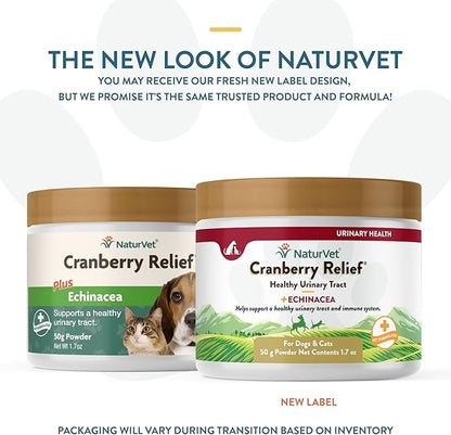 NaturVet – Cranberry Relief Plus Echinacea | Helps Support a Healthy Urinary Tract &amp; Immune System (50g Powder)