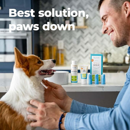 Oxyfresh Premium Pet Dental Kit for Dogs &amp; Cats – Easy Solution for Dog and Cat Fresh Breath, Clean Teeth, Control Plaque &amp; Tartar – Vet Formulated Pet Toothpaste 4oz + Water Additive 16oz Kit