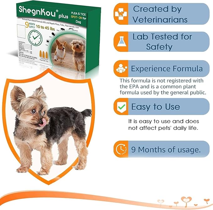 Natural Puppy Flea &amp; Tick Treatment (4-44 lbs) | 9-Month Protection + Free Tools | Vet-Reviewed Formula
