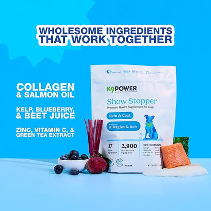 K9 Power Show Stopper for Dogs 1lb – Boosts Coat Shine &amp; Promotes Healthy Skin Tone Strengthens Immune System Enhances Digestive Health - Pack of 2