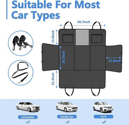 Hard Bottom Dog Car Seat Cover for Back Seat – Waterproof Nonslip Hammock Extender for Trucks &amp; SUVs, Heavy Duty Pet Protector, Black Faux Leather