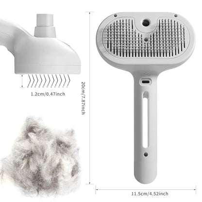 3-in-1 Steam Brush for Cats &amp; Dogs – Hair Removal Comb with One-Click Release &amp; Water Spray – Grooming Brush for Shedding, Long/Short Hair